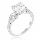 Avera 2.11Ct Round Cut Cubic Zirconia Petite Ribbon Engagement Ring — 5 / Silver — view 2