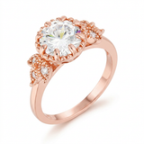 2Ct Plated Round Cut CZ Trio Laurel Leaf Engagement Ring — 5 / Pink — view 1