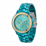 Avera - Avera Ava Turquoise Metal Watch With Crystals - One Size - Turquoise/Aqua - View 2