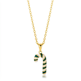 Avera Enamel Candy Cane Necklace In Gold Tone — One Size / Gold — view 1