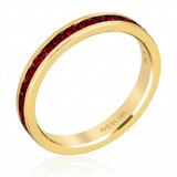 Stylish Stackables with Garnet in Gold Crystal Ring — 5 / Red — view 1