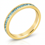 Avera Stylish Stackables Aqua Crystal Gold Ring — 5 / Turquoise/Aqua — view 2