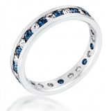 Clear and Blue Alternating Crystal Eternity Ring — 5 / Blue — view 1