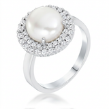 Avera Ethereal Pearl Double Halo Cocktail Ring — 5 / Silver — view 2