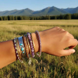 Wire Wrapped Amethyst Crystal Tennis Bracelet Bangle