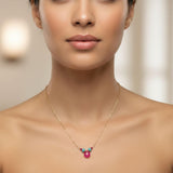 Pink Chalcedony Drop and Turquoise Gold Filled Necklace