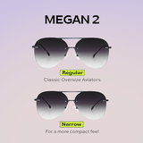 Megan 2 - Faded Black Metal Aviator Sunglasses by TopFoxx