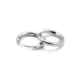 Men's Silver Hoop Earrings in White Gold - 15mm Earrings 