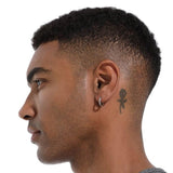 Men's Silver Hoop Earrings in White Gold - 15mm Earrings 