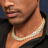 Moissanite Diamond Baguette Cuban Link Chain in 14K Gold - 16mm by Bling Proud | Urban Jewelry Online Store