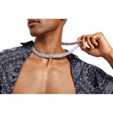 Moissanite Diamond Prong Cuban Link Chain in White Gold - 15mm Bling Proud 