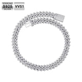 Moissanite Diamond Prong Cuban Link Chain in White Gold - 15mm Bling Proud 