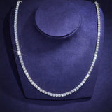 Moissanite Diamond Silver Tennis Chain Necklace in White Gold - 4mm Necklaces 
