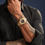 Moissanite Diamond Presidential Watch in 14K Gold - Black by Bling Proud | Urban Jewelry Online Store
