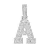 Moissanite Inital Letter Pendant in Solid Silver White Gold Charms & Pendants 