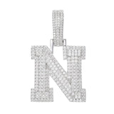 Moissanite Inital Letter Pendant in Solid Silver White Gold Charms & Pendants 