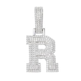 Moissanite Inital Letter Pendant in Solid Silver White Gold Charms & Pendants 