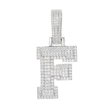 Moissanite Inital Letter Pendant in Solid Silver White Gold Charms & Pendants 