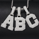 Moissanite Inital Letter Pendant in Solid Silver White Gold Charms & Pendants 