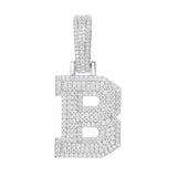 Moissanite Inital Letter Pendant in Solid Silver White Gold Charms & Pendants 