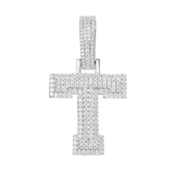 Moissanite Inital Letter Pendant in Solid Silver White Gold Charms & Pendants 