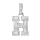 Moissanite Inital Letter Pendant in Solid Silver White Gold Charms & Pendants 