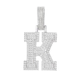 Moissanite Inital Letter Pendant in Solid Silver White Gold Charms & Pendants 