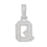 Moissanite Inital Letter Pendant in Solid Silver White Gold Charms & Pendants 