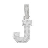 Moissanite Inital Letter Pendant in Solid Silver White Gold Charms & Pendants 