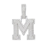 Moissanite Inital Letter Pendant in Solid Silver White Gold Charms & Pendants 