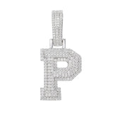 Moissanite Inital Letter Pendant in Solid Silver White Gold Charms & Pendants 