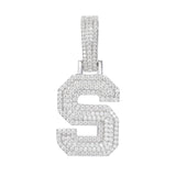 Moissanite Inital Letter Pendant in Solid Silver White Gold Charms & Pendants 