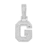 Moissanite Inital Letter Pendant in Solid Silver White Gold Charms & Pendants 
