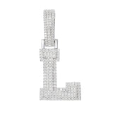 Moissanite Inital Letter Pendant in Solid Silver White Gold Charms & Pendants 