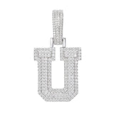 Moissanite Inital Letter Pendant in Solid Silver White Gold Charms & Pendants S925 White Gold U