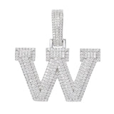 Moissanite Inital Letter Pendant in Solid Silver White Gold Charms & Pendants S925 White Gold W