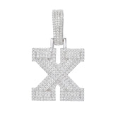 Moissanite Inital Letter Pendant in Solid Silver White Gold Charms & Pendants S925 White Gold X