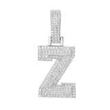 Moissanite Inital Letter Pendant in Solid Silver White Gold Charms & Pendants S925 White Gold Z
