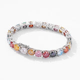 Multicolor Moissanite Silver Tennis Chain Bracelet by Bling Proud | Urban Jewelry Online Store