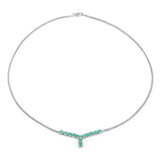 1.69 Carat Genuine Emerald and White Diamond .925 Sterling Silver Necklace