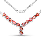 1.81 Carat Genuine Orange Sapphire and White Diamond .925 Sterling Silver Necklace