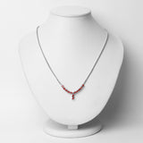 1.81 Carat Genuine Orange Sapphire and White Diamond .925 Sterling Silver Necklace