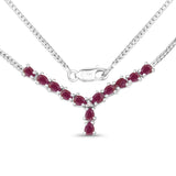 2.41 Carat Genuine Ruby and White Diamond .925 Sterling Silver Necklace