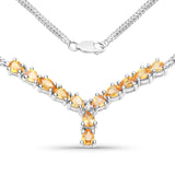 1.81 Carat Genuine Yellow Sapphire and White Diamond .925 Sterling Silver Necklace