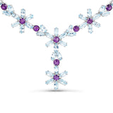 49.92 Carat Genuine Amethyst and Blue Topaz .925 Sterling Silver Necklace