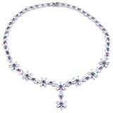 49.92 Carat Genuine Amethyst and Blue Topaz .925 Sterling Silver Necklace