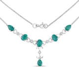 2.41 Carat Genuine Emerald and White Diamond .925 Sterling Silver Necklace