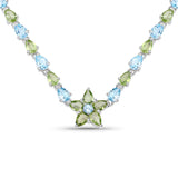 29.48 Carat Genuine Blue Topaz and Peridot .925 Sterling Silver Necklace