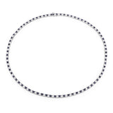 17.14 Carat Genuine Blue Sapphire and White Topaz .925 Sterling Silver Necklace
