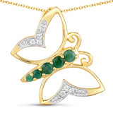 0.51 ct Genuine Emerald and White Zircon .925 Sterling Silver Necklace